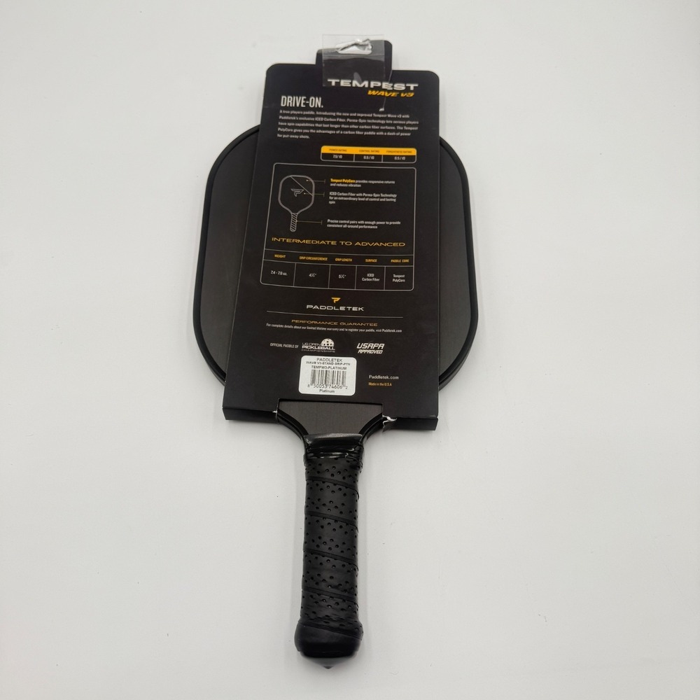 Paddletek Tempest Wave V3 Premium Carbon Fiber Pickleball Paddle Platinum NEW - Picture 7 of 7